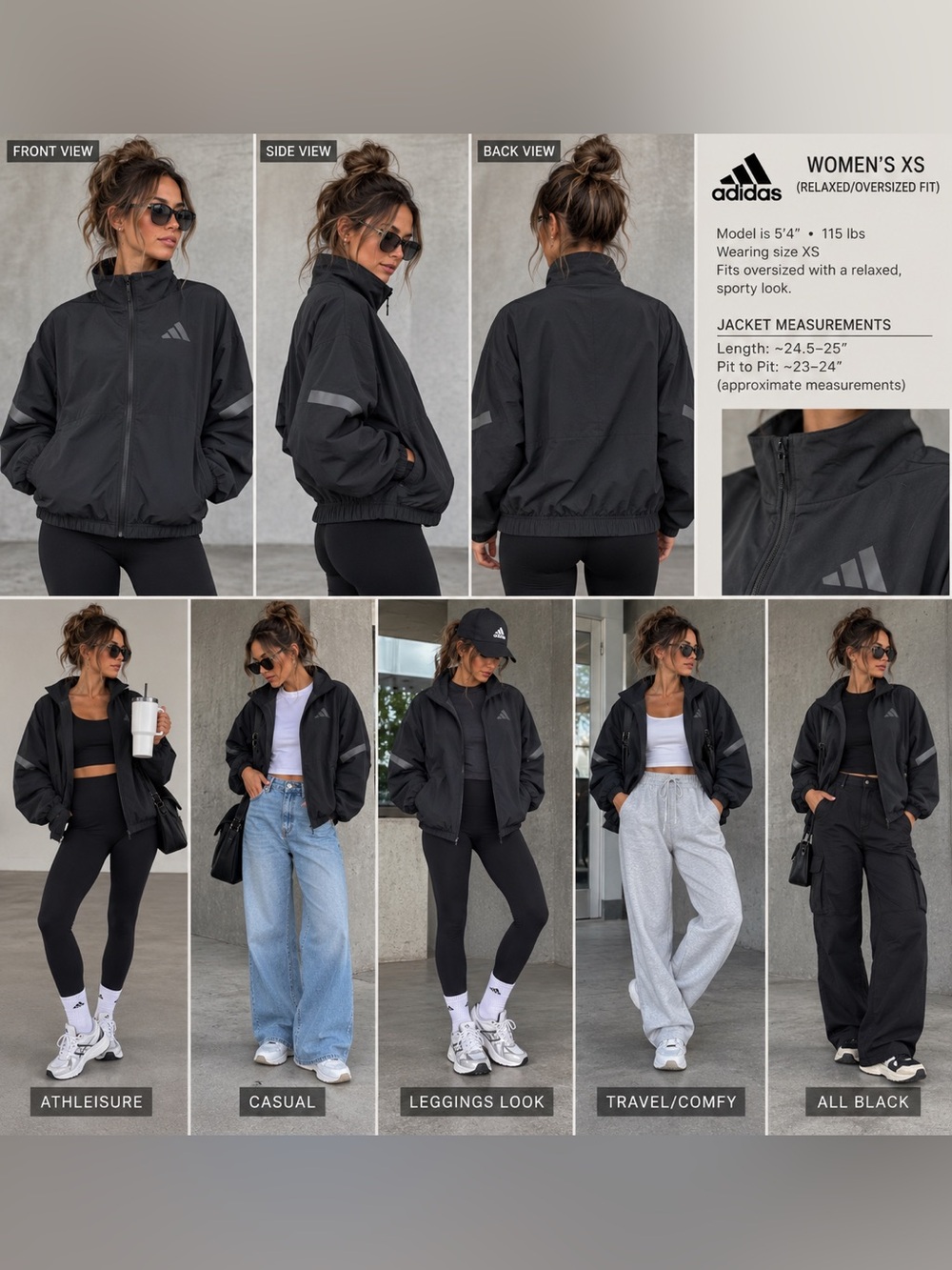 Adidas Women’s Z.N.E. Woven Track Jacket Black oversized XS – NWT